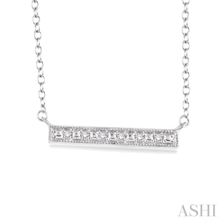 1/20 Ctw Single Cut Diamond Stick Pendant in Sterling Silver with Chain