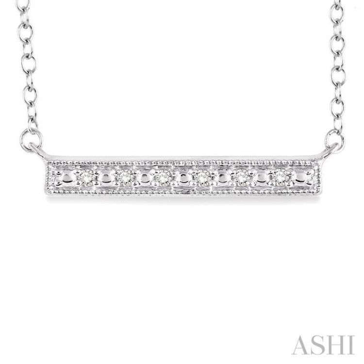 1/20 Ctw Single Cut Diamond Stick Pendant in Sterling Silver with Chain