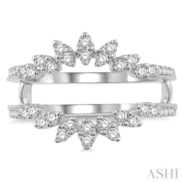 1/2 ctw Mini Marquise Mounts Round Cut Diamond Insert Ring in 14K White Gold