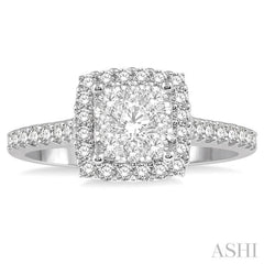 3/4 ctw Round Diamond Lovebright Halo Engagement Ring in 14K White and Yellow Gold