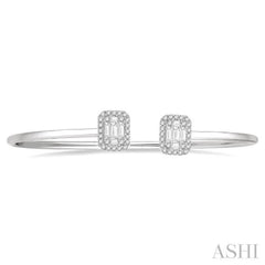 5/8 ctw Emerald Shape Lovebright Open Cuff Diamond Bangle in 14K White Gold
