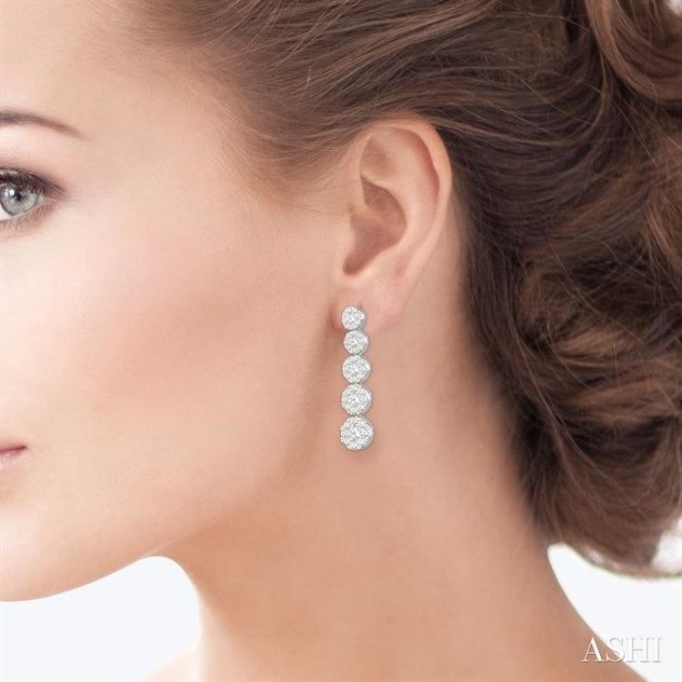 1 1/6 ctw Lovebright Round Cut Diamond Earrings in 14K White Gold