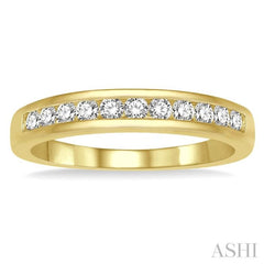 1/3 Ctw Channel Set 11 Stone Round Cut Diamond Wedding Band in 14K Yellow Gold
