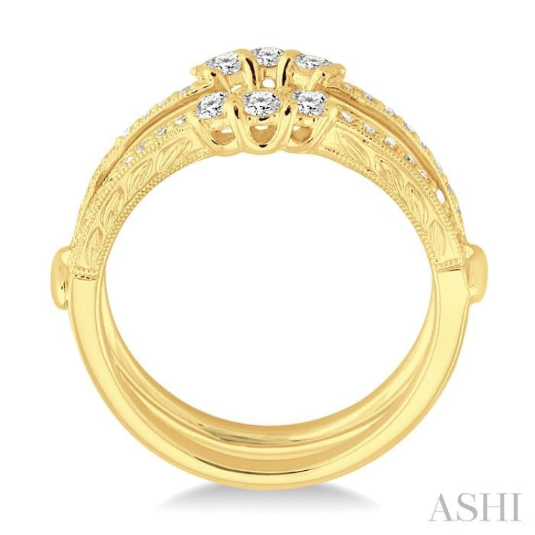 1/2 ctw Round Cut Diamond Insert Ring in 14K Yellow Gold.