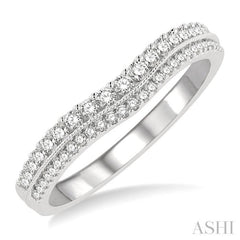 1/3 Ctw Twin Row Round Cut Diamond Wedding Band in 14K White Gold