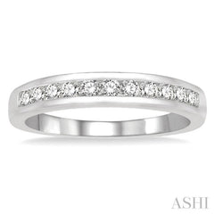 1/3 Ctw Channel Set 11 Stone Round Cut Diamond Wedding Band in 14K White Gold