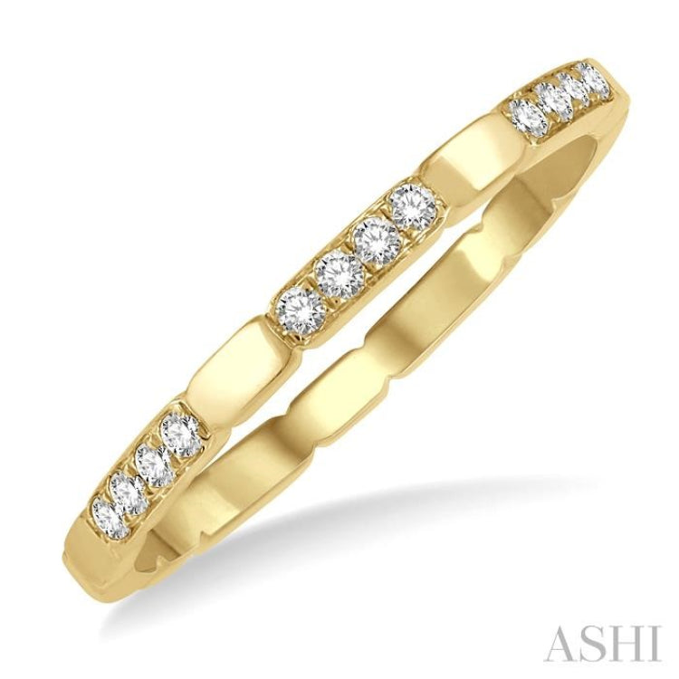 1/10 Ctw Round Cut Diamond Block Stackable Ring in 14K Yellow Gold