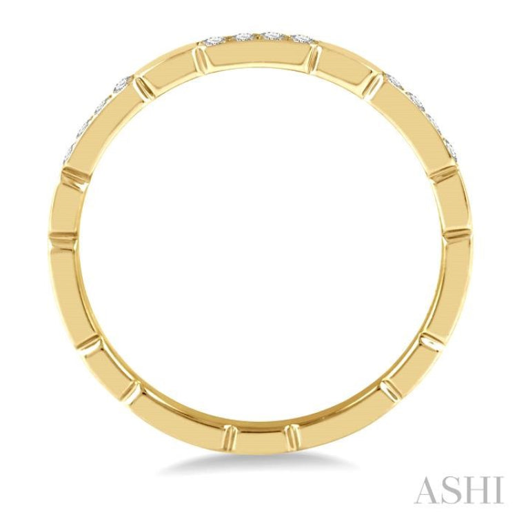 1/10 Ctw Round Cut Diamond Block Stackable Ring in 14K Yellow Gold