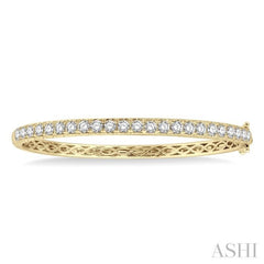 3 ctw Round Cut Diamond Bangle in 14K Yellow Gold