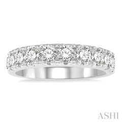 2 Ctw 11 Stone Round Cut Diamond Wedding Band in 14K White Gold