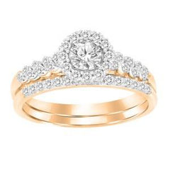 10K .75CT-Diamond Round Cluster Bridal-Set