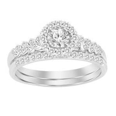10K .75CT-Diamond Round Cluster Bridal-Set