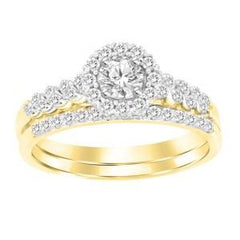 10K .75CT-Diamond Round Cluster Bridal-Set