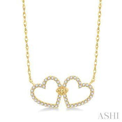 10K 0.25CT Diamond Twin Heart Necklaces