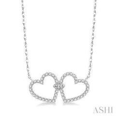 10K 0.25CT Diamond Twin Heart Necklaces
