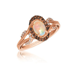 14K RG 0.18CT DIAMOND 0.76CT OPAL RING