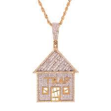 10k .42ct-Diamond Traphouse Pendant