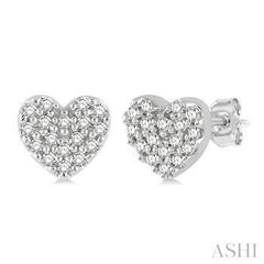 10K 0.10ct Diamond Heart Earring