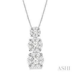 14K 0.25ct Diamond-3Stone Cluster Pendant