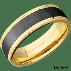 Zirconium with Satin , Polish Finish and 14K Yellow Gold Inlay