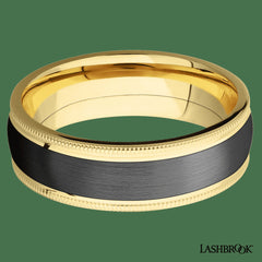 Zirconium with Satin , Polish Finish and 14K Yellow Gold Inlay
