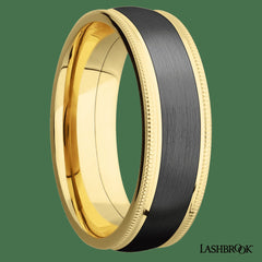 Zirconium with Satin , Polish Finish and 14K Yellow Gold Inlay