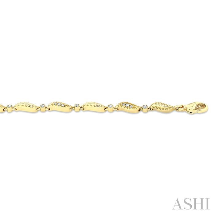1/4 Ctw Wave Link Round Cut Diamond Fashion Bracelet in 10K Yellow Gold