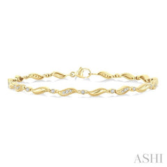 1/4 Ctw Wave Link Round Cut Diamond Fashion Bracelet in 10K Yellow Gold