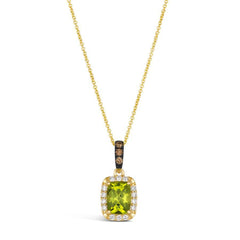14K 0.22ct-Diamond 1.50ct/Peridot Fashion Necklace
