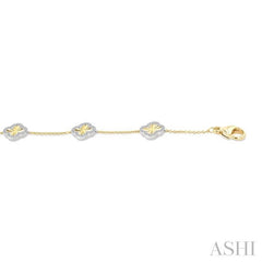 1/3 Ctw Fluted Clover Round Cut Diamond Pirouette Fashion Bracelet in 14K Yellow and White Gold