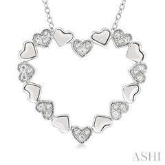 925 0.05CT DIAMOND PUFFED  HEART PENDANT