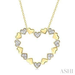 925 0.05CT DIAMOND PUFFED  HEART PENDANT