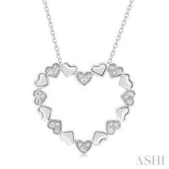 925 0.05CT DIAMOND PUFFED  HEART PENDANT