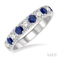 14K 0.42ct Diamond Sapphire Wedding-Band