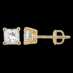 14k 1.43ct-Diamond Princess-Cut Solitaire Earrings