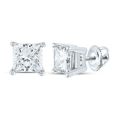 14k 1.43ct-Diamond Princess-Cut Solitaire Earrings