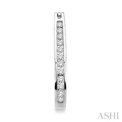 1/2 ctw Channel Set Round Cut Diamond Hoop Earrings in 10K White Gold