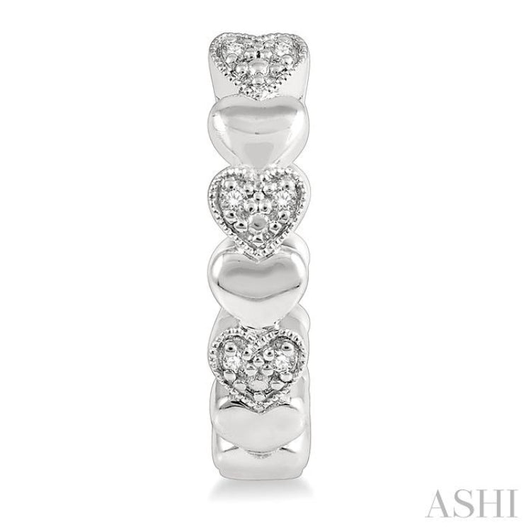 1/20 Ctw Mini Hearts Round Cut Diamond Hoop Earrings in Sterling Silver