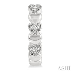 1/20 Ctw Mini Hearts Round Cut Diamond Hoop Earring in Sterling Silver