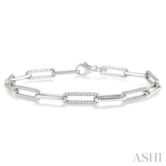 1 Ctw Round Cut Diamond Paperclip Bracelet in 10K White Gold