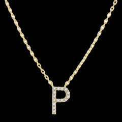 10K 0.04ct Diamond P-Initial Necklaces
