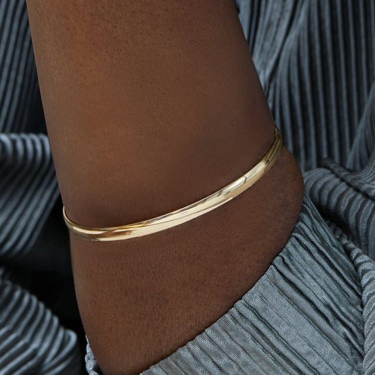 14K White Engravable 4 mm Half Round Bangle 7 1/2" Bracelet