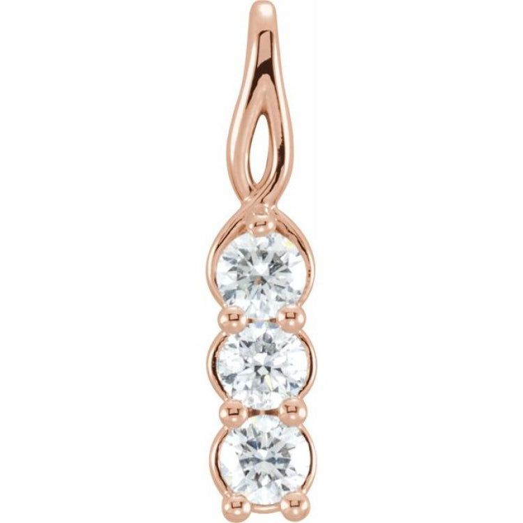 14K Rose 1/3 CTW Natural Diamond Three-Stone Pendant