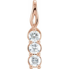 14K Rose 1/3 CTW Natural Diamond Three-Stone Pendant