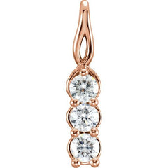 14K White 3/4 CTW Natural Diamond Three-Stone Pendant