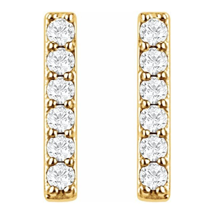 14K Yellow 1/10 CTW Natural Diamond Bar Earrings