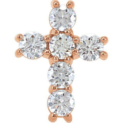 14K Rose 3/4 CTW Natural Diamond Cross Pendant