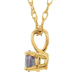 14K Yellow 3 mm Alexandrite Youth Solitaire 14" Necklace