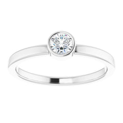 14K White 4 mm Natural Diamond Ring
