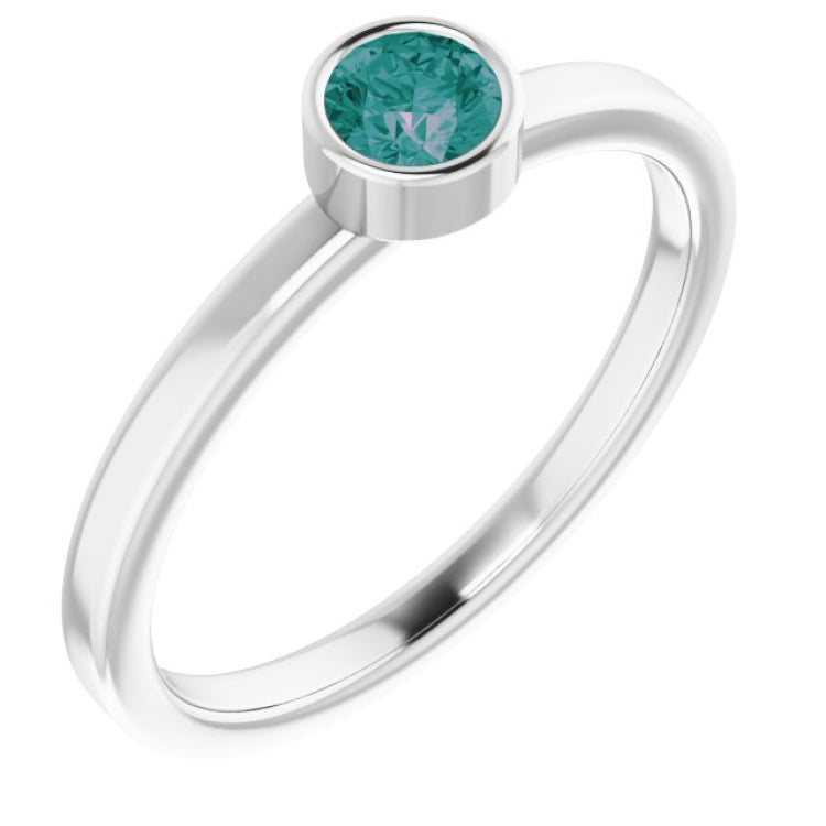 14K White 4 mm Lab-Grown Alexandrite Ring